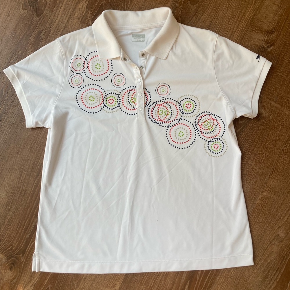 Women’s XL Slazenger White Golf Tennis Polo with Colorful Dots